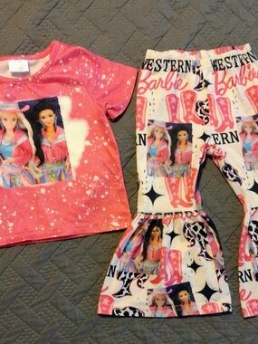 Barbie Pink Western Outfit with Flare Bell Pants